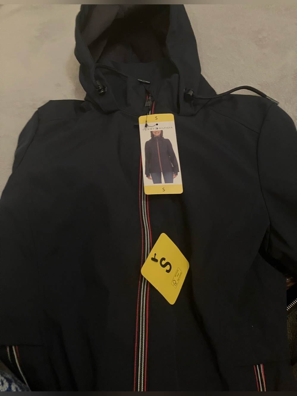 NWT, Tommy Hilfiger Navy Blue Jacket, With Hood, Size S - Picture 1 of 5